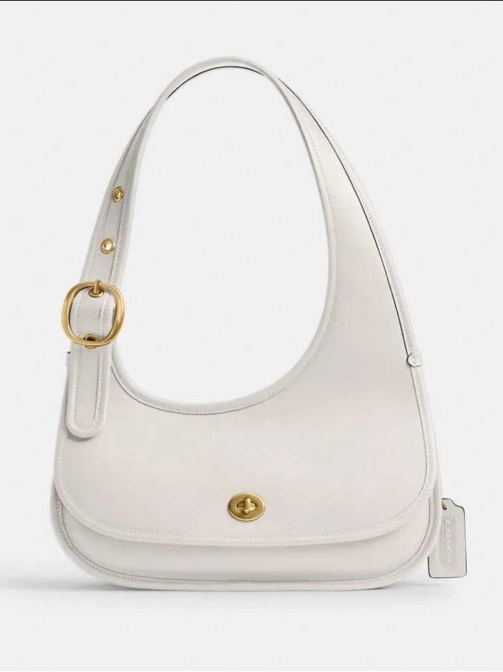Coach Originals Cashin Carry Crescent Bag Leather Chalk Brass CY923 NWOT - Picture 1 of 14